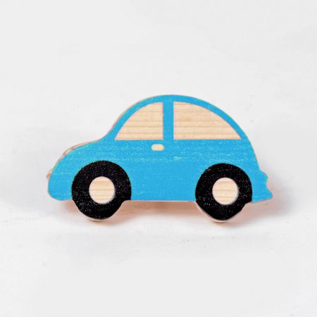 Handcrafted Pine Wood Blue Car Knob